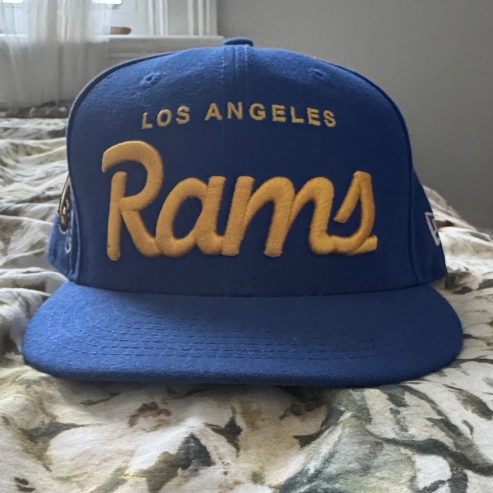 New Era Royal Los Angeles Rams Script Original Fit 9FIFTY Snapback Hat